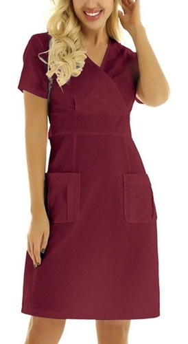 Vestido De Mujer, Vestido De Enfermera Con Cuello En V,