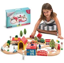 Comprar Kipipol Juego De Vías De Tren De Madera Para Niños, Niños Pe
