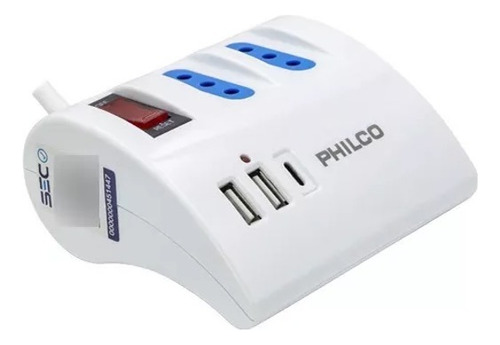 Extension Escritorio Philco 220v + 2 Usb 1 Usb-c