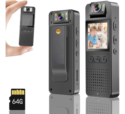 Body Camera With P Hd Recording,1.4 In Screen Recorder Buil.