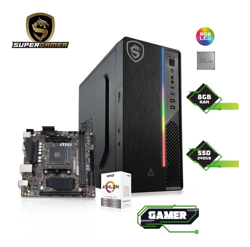 Imagen 2 de 9 de Pc Super Gamer Amd Athlon 3000 3.5ghz 8gb Ssd 240gb Sg-004