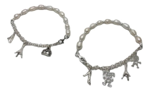 Pulsera Viajes De Plata Ley 925 Con Perlas + Bolsita