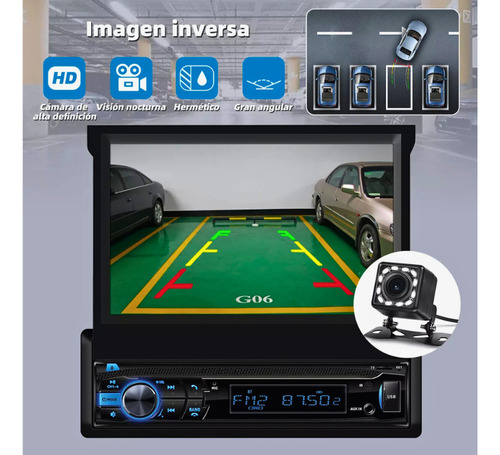 Autoestéreo Pantalla Retráctil Bluetooth Mp5 Cámara Reversa