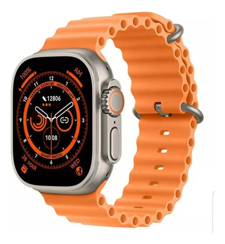 Relógio Smartwatch Ultra Series 8 45mm Para iPhone Android Cor Da Caixa Prata Cor Da Pulseira Laranja