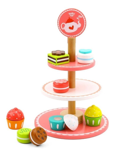 Torre Postres 12 Pz Dulces Cupcakes Madera Tooky Toy Juguete