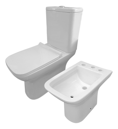 Combo Inodoro Largo Deposito Bidet 3 Agujeros Prunus Arista