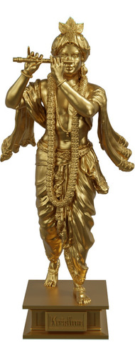 Estátua Figura Religiosa Imagem Lord Krishna Cor Cor Dourada