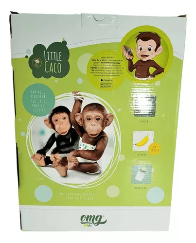 Boneco Macaco Bebê Little Caco Mamadeira Fralda E Banana OMG - Tem