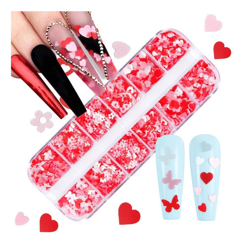 Corazón Nail Art Stickers Calcomanías 3d Corazón Nail Glitte