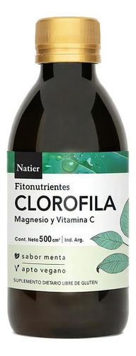 Clorofila Bebible Magnesio Vit C 500cc Sabor Menta Natier