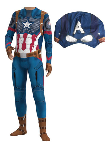 Captain America Mono Cosplay Disfraz Conjunto Completo Para Niños Adultos A