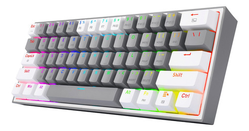 Imagen 2 de 4 de Teclado bluetooth Redragon Fizz Pro K616-RGB QWERTY Red inglés US color gris y blanco con luz RGB