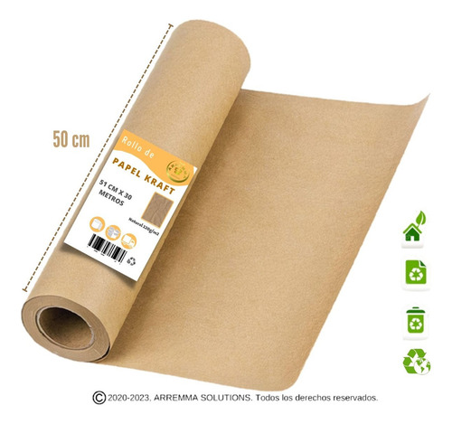 Papel Kraft Rollo 50cm Ancho X 30m 120 Gr Embalaje