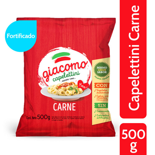 Giacomo Capelettini Carne Pasta Semola Fortificada X 500 Gr