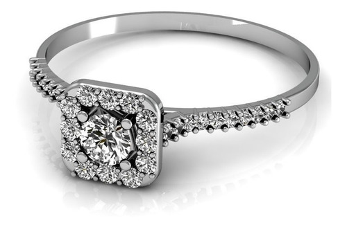 Gatsby Anel De Ouro Branco E Brilhantes - Anel De Noivado