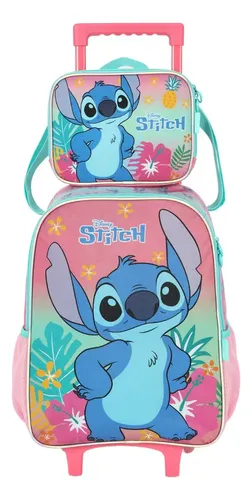 Kit Escolar Mochila Rodinhas Com Lancheira Stitch Ic42382sc Cor