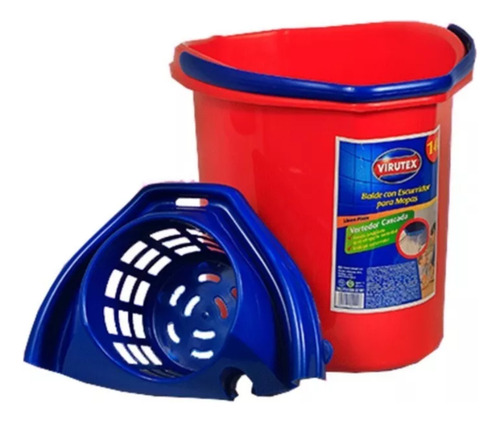 Balde C/ Estrujador Virutex - 14 Lts - Rojo - Boquilla Doble