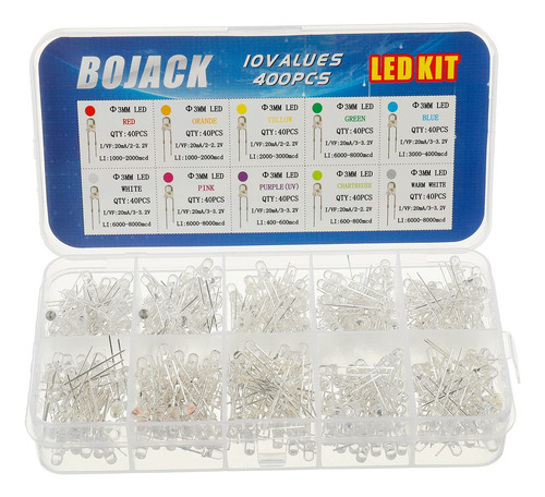 Bojack 10 Colores 400 Piezas De 1.18 Pulgadas De Diodo Led P
