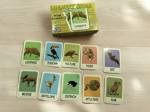 Juego De Memoria Wild Animals 1 Teach Play 50 Tarjetas