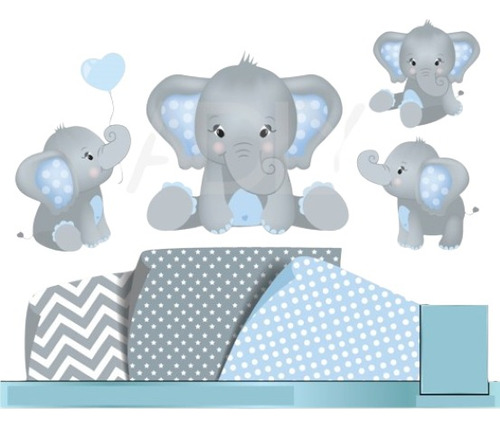 Kit Papel E Imagenes Digitales Baby Shower Elefantes 1669116