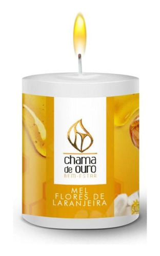 Vela Aromática Chama De Ouro Mel Flores De Laranjeira 60g