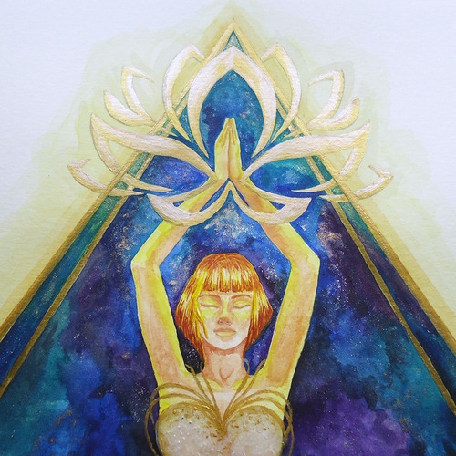 Imagem 3 de 4 de Aquarela Pirâmide Estelar Raiz De Lótus