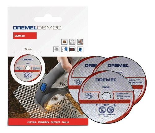 Kit C/ 3 Discos De Corte P/ Metal Dremel Dsm510 2615s510jb