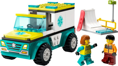 Lego City Ambulancia De Emergencias Y Chico Con Snowboard