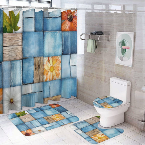 Juego De Cortinas De Ducha A2374 De Color Bohemio Con Antide