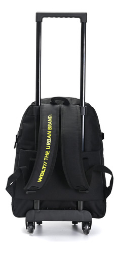 Mochila Wanderlust Carro Plegable 18 Pulgadas Escolar Ruedas Color Negro Diseño De La Tela Liso