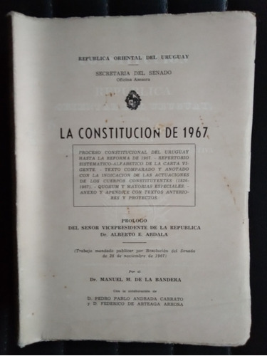 Constitución De 1967 Manuel De La Bandera 1969 1132p Uruguay