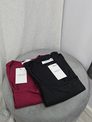 Pack Combo X 2 Remera Manga Larga Cuello Cuadrado Basica