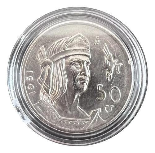 Moneda 50 Centavos Cuauhtémoc Plata Ley .300 Año 1951