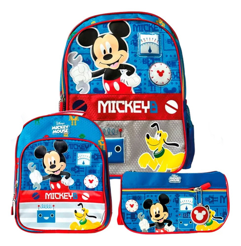 Pack Mochila Nido Lonchera Cartuchera Mickey Robot Disney