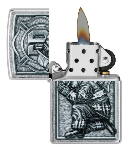 Isqueiro Zippo design de bombeiro prateado Zp49785
