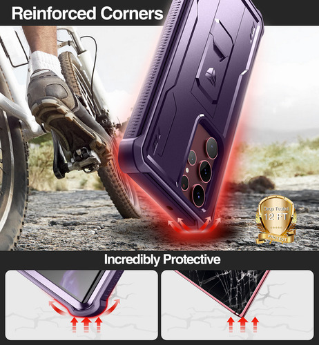 Funda Dexnor Para Samsung Galaxy S22 Ultra, 2 Marcos Frontales, Con Protector De Pantalla Y Soporte, Funda Robusta A Prueba De Golpes