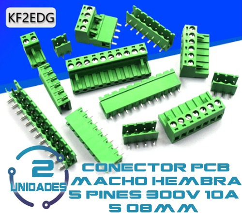 2 Uni Conector Terminales Pcb 5,08 Tipo De Enchufe 5 Pines