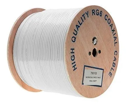 Cable Rg6 Dual Shield 18 Awg Cobre, Núcleo Pe, 60% Aluminio,