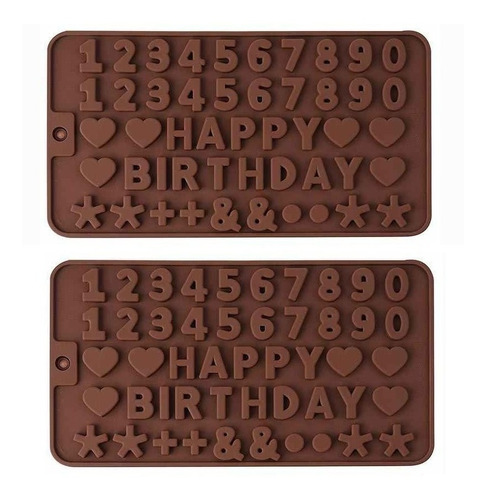 2 Moldes Chocolate Moldes De Silicona Letras Numeros Signos 