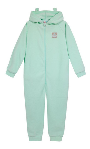 Pijama Niña Polar Reciclado C/gorro Liso Verde H2o Wear