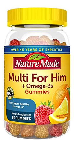 Nature Made Men's Multivitamin + Omega-3 Gummies, 80 Count F