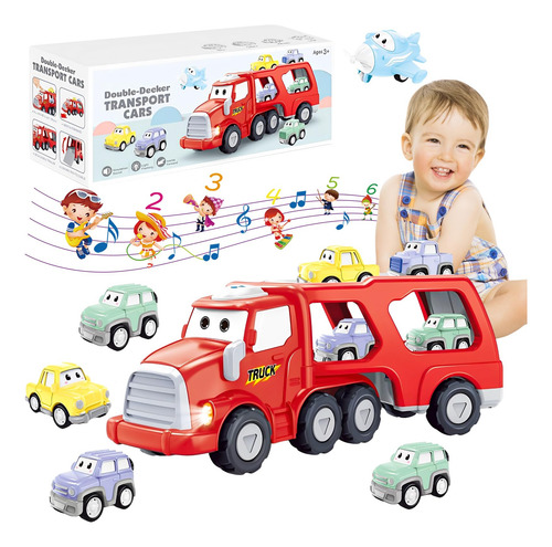 Carrito Juguetes 5 En 1 Camión Transporte Coches Y Avión Roj