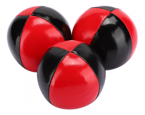 Pelota De Malabarismo De Cuero 3pcs Rojo Negro Pu Alta Gama