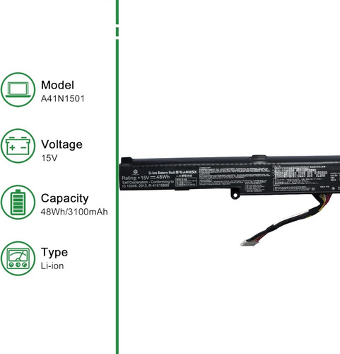 Bateria (a41n1501) Para Asus Gl752 N552v N752 Series Nueva