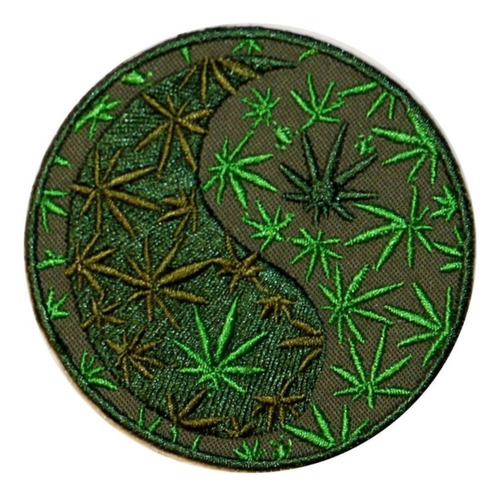 Hoja Marihuana Yin Yang Hierro Aplique Parche