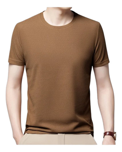 Camiseta Manga Corta Con Cuello Redondo Hombre, Top Verano