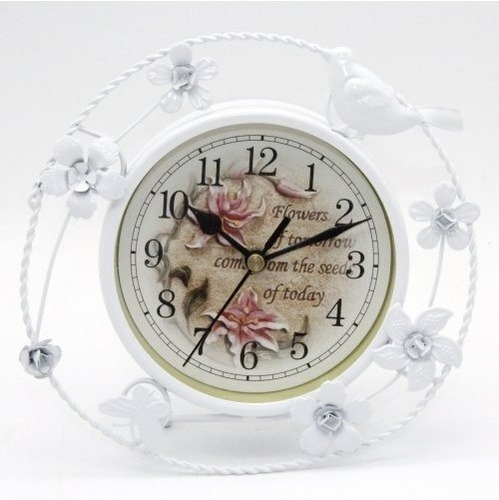 Reloj Escritorio Mesa Decorativo Flores 20cms