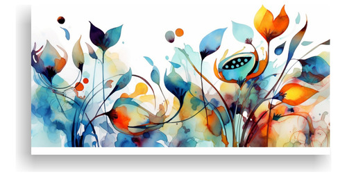 Cuadro Decorativo Estilo Picasso Con Flores En Acuarela 60x3