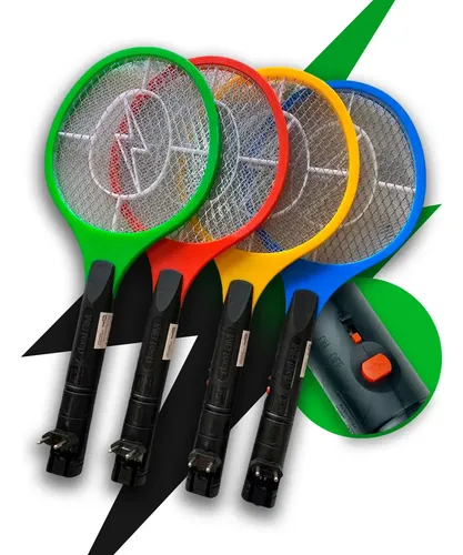 Raquete Elétrica Mata Mosquito Mosca Pernilongo Dengue Insetos Bateria Recarregavel Bivolt - Crowley