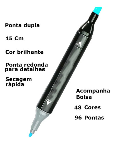 Conjunto Canetas Marcador Canetinha Ponta Dupla 36 Cores Kit